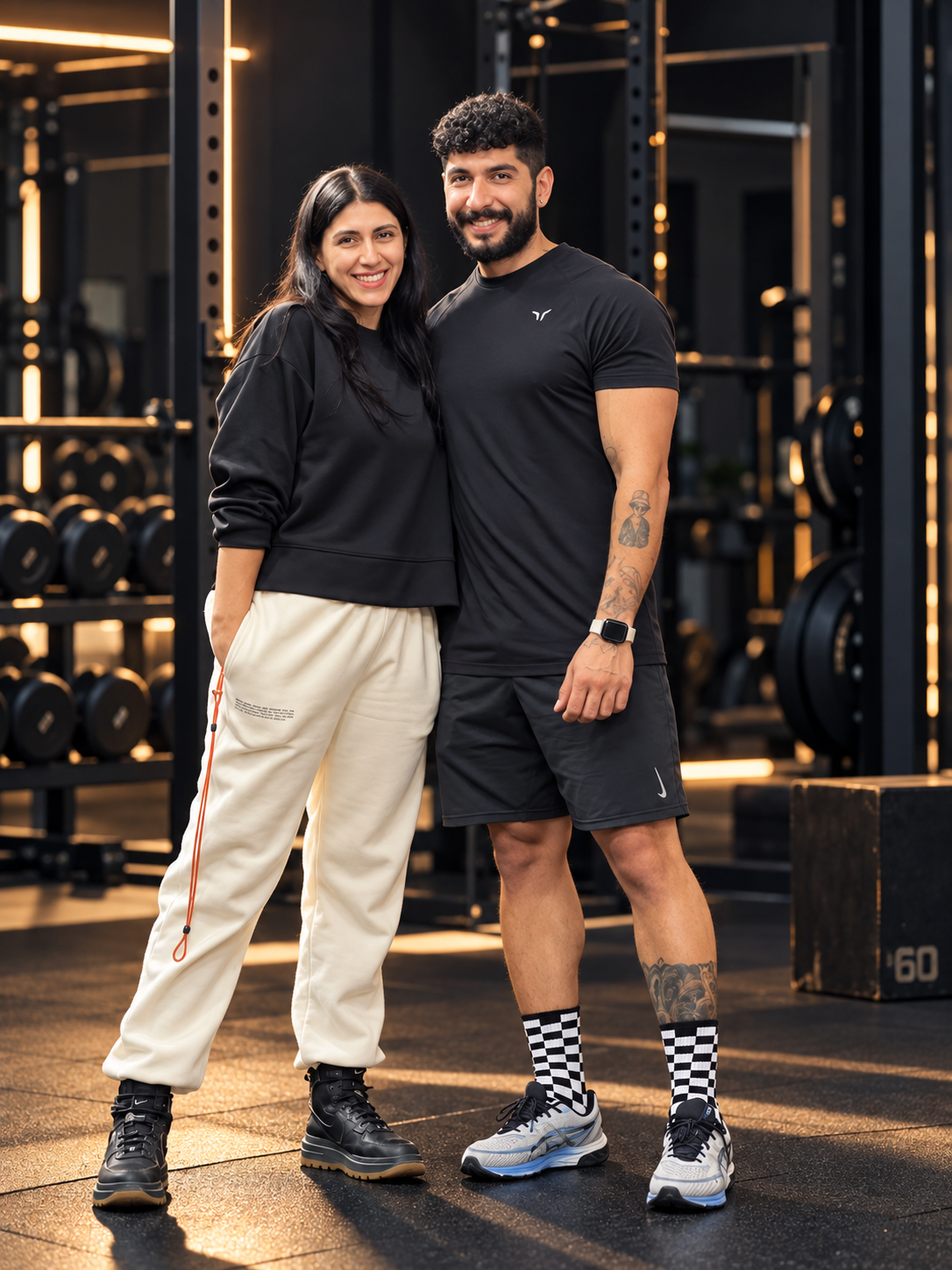 Sadaf Aghaei and Arash Alikhaniyan together in a Dubai gym