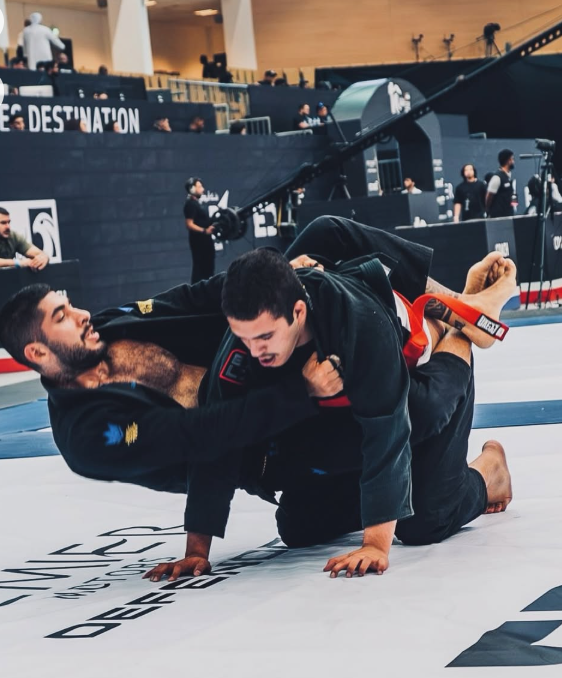 Arash Alikhaniyan competing in a Brazilian jiu-jitsu match